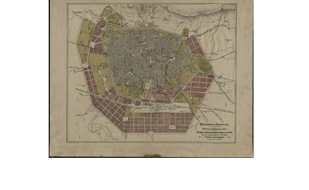 Pianta icnografica del territorio urbano di Bologna, 1899